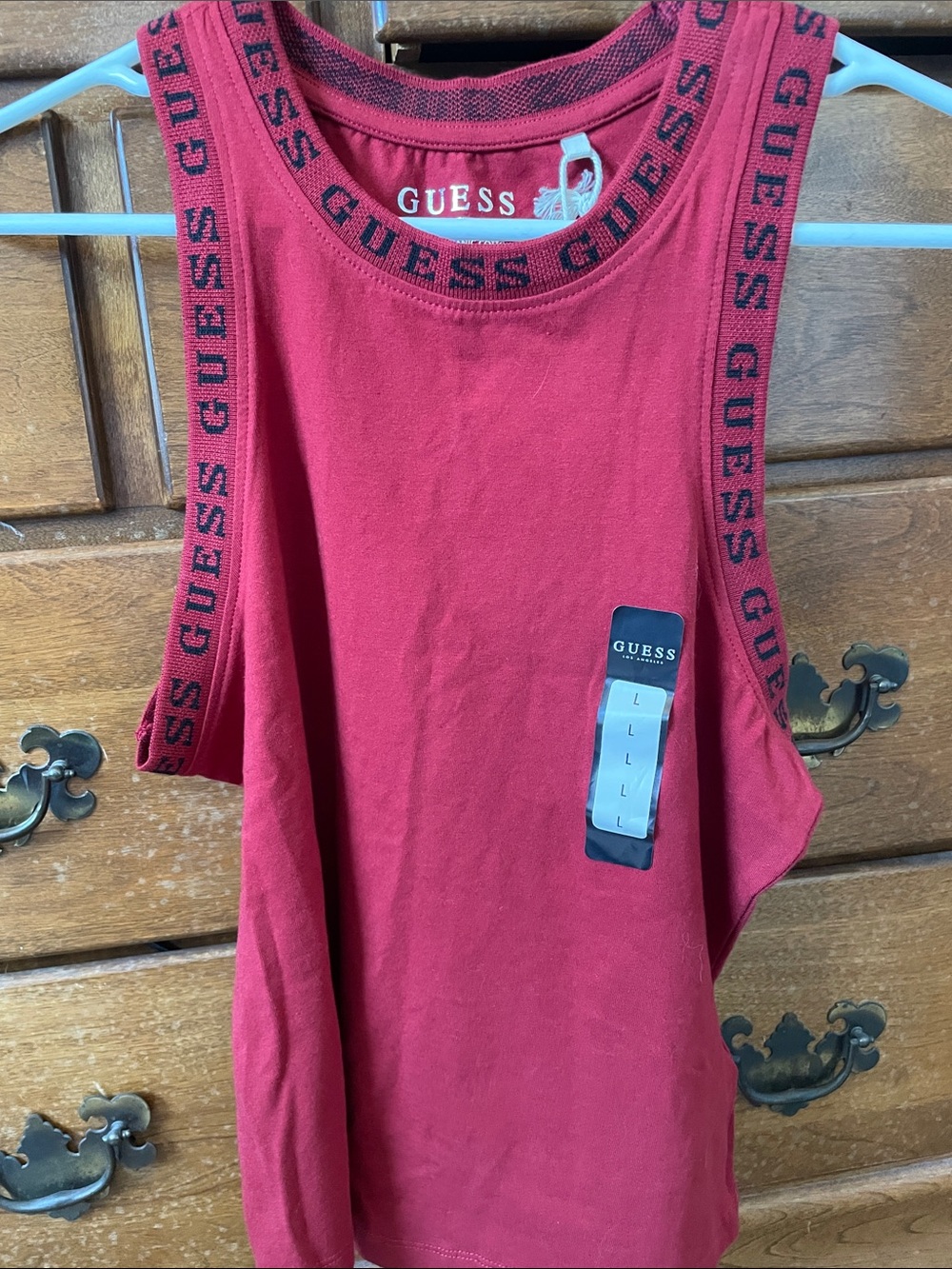Guess Jules Bohemian Red Logo-Trim Sleeveless Tank